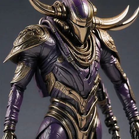 Close up of purple and gold toys, Super detailed fantasy characters, Science Fiction Characters render, detailed humanoid, Star Pathfinder Characters, Science Fiction Characters, Science Fiction Characters, humanoid character, very detailed character, Colo...