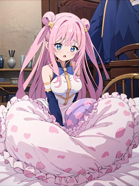 (best quality, masterpiece),full body, 1 girl solo, mine ,nsfw, details, (Light and shadow oxtail , Cute girl posing on pillow ,(Pillow), large pillow,steam, pillow humping,(pillow ride), masturbation, pillow straddling, crotch rub, hump,open mouth , knee...