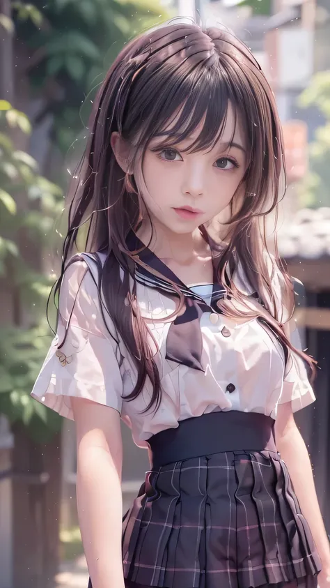 Portable Wallpaper,Very beautiful photos，High school girl waiting at school gate，Bobcut:1.7，18-year-old girl，Complete Anatomy,A goddess-like woman，Highly detailed background，Realistic，Super detailedな顔，Highly detailed skin，Beautiful face and eyes in every d...