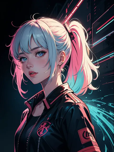 neon illustration of 1 girl