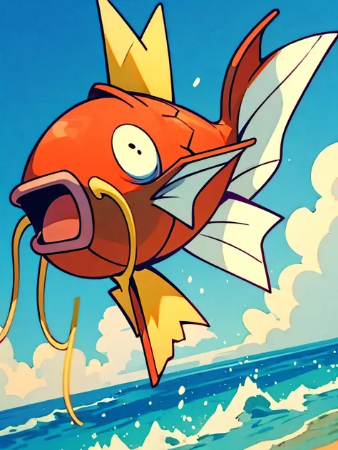 magikarp mascot , seaside, summer blue sky,