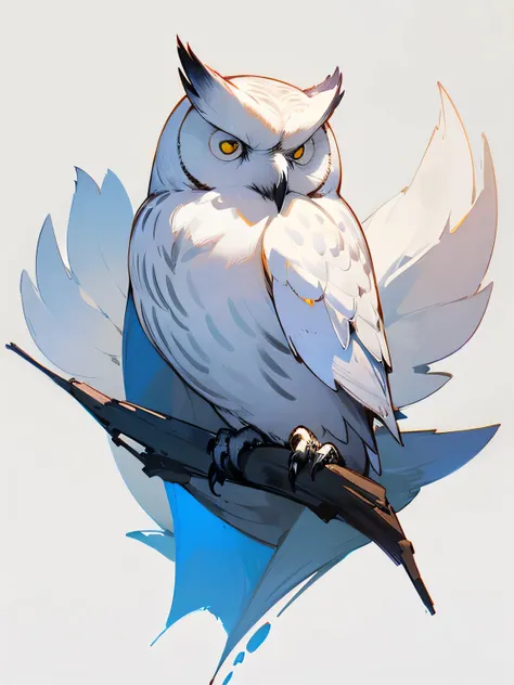 white owl,white simple background