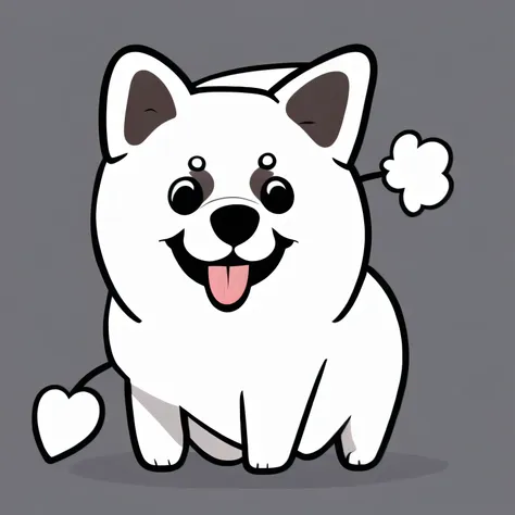 white background,monochrome,a pomeranian,smile,cute eyes,