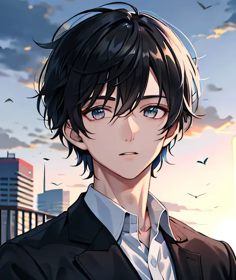 Wanderer, Handsome, Detailed face, detailed hairs, Without a hat, High quality,Black-haired boy