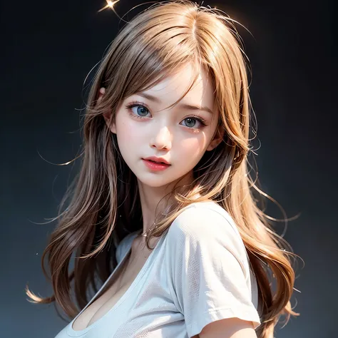 White and Bright Red, (Masterpiece 8K TopQuality:1.2) (ProfessionalPhoto:1.37) ExtremelyDetailed (((KAWAII girl with HUGE boobs:1.37)) in ((WHITE cotton T-shirt dress)) Extremely detailed (Delicate cotton textures)) PerfectLighting (Studio Dark GRAY Backgr...