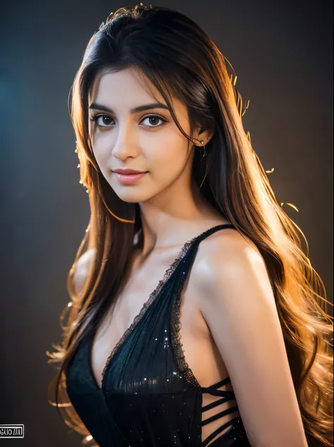 Young Indian Beauty fashion model posing,8k, masterpiece,the model look like K , best quality,sony a7, 50 mm,  beautiful skin, pores, colors, hyperdetailed, hyperrealistic)  ,wearing  a ,the picture is the best picture of 2023,it look so realistic ,long ha...