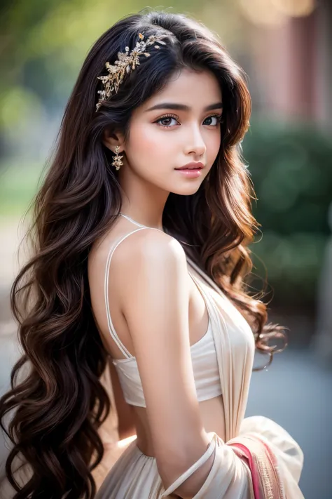 A breathtakingly beautiful 18-year-old girl named Anikha, who is the epitome of elegance and charm. She stands out as the central focus of this ultra-detailed, 8K resolution masterpiece with a perfect score of 9 and a UHD rating of 1.3. Her delicate facial...