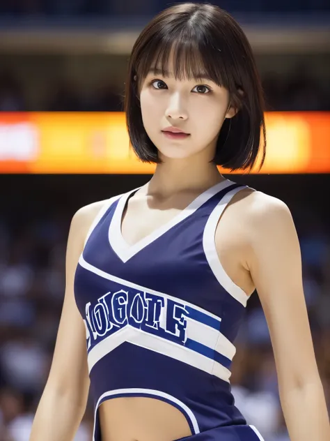 (Cheerleader:1.2),(beautiful girl:1.3), (17 years old), (Highest quality:1.4), (Very detailed), (Very detailed美しい顔), (Sweat:1.2), (Dance 1.3), (Look Away:1.5), (Cheerleaderの衣装:1.3), smile, Symmetrical eyes, White skin, Great face, iris, Short Bob Hair, (Sk...