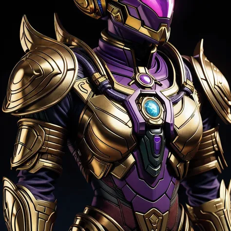 close up of purple and gold toys, super detailed fantasy characters, science fiction characters render, detailed humanoid, star ...