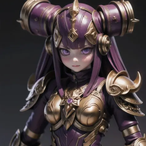 close up of purple and gold toys, super detailed fantasy characters, science fiction characters render, detailed humanoid, star ...