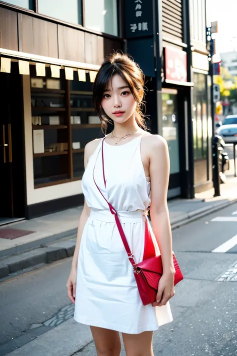 (top-quality、​masterpiece)Japan 30-year-old women、Perfect face proportions、Perfect body ratio、Professional Light、5mm lens、photographed on a Fujifilm XT3、Shot by a professional street photographer、Full body portrait、Scenery during a date、high-definition pic...