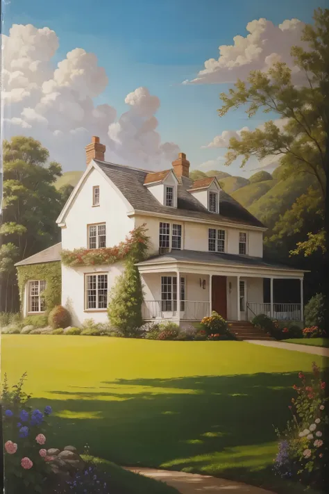 COUNTRY HOUSE ILLUSTRATION , oil painting , 