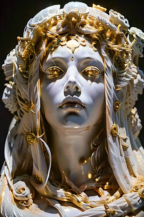 complete sculpture of a gorgon jellyfish with snakes, high détail, dramatic lighting, high qualiy
