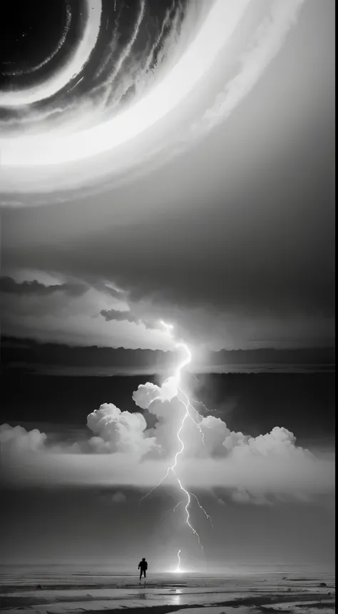 White Tornado，Minimalist black and white poster，Abstract Art，Apocalyptic landscape，Award-winning works，Award-winning