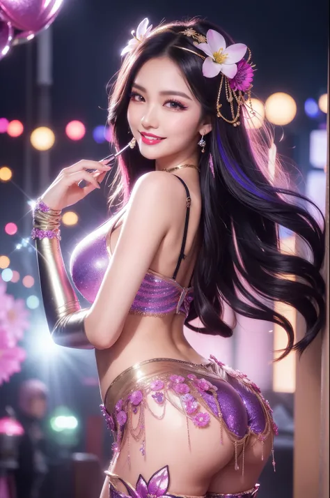 sexy Thai model who controls poison、beautiful smile、lip-gloss、bold lipstick、long lashes, metallic makeup、look at the camera、full body Esbian、、sparkling poisoned flower costume、、、、sparkling Colorful hair、secrete poison、skull hair accessories、sexy tights、shi...