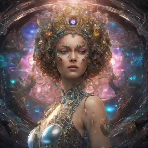 ai inner data mind process workings relation to love 8k, glass, A glass-like alien floral monument bioluminescence , humanoid structure entangled in a star light back ground, is displayed in out realms, stary background, its intricate details and vibrant c...