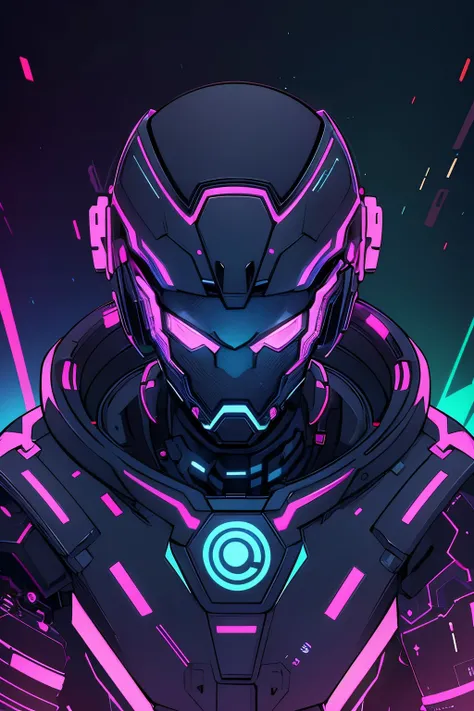 black man computer hacker, Cyberpunk, epic illustration, vector, 2d illustration, black background, very colorful, full gradient modern colors, Focused, front view