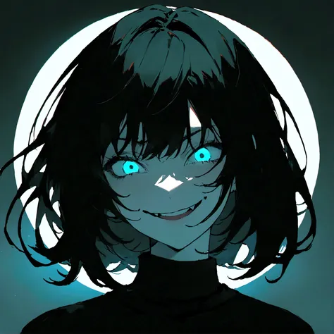 (Masterpiece:1.2, Best Quality), 1 woman, whole body, black sweater, Casual, by the green wide, minimal makeup, , pale,Natural fabrics, closeup face, evil smile, bright eyes circular pupils,8K high resolution, detailed lines, ((whole body))