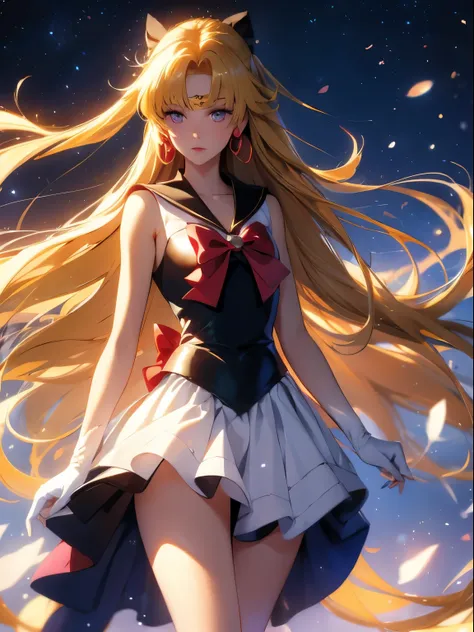 sailor pluto, 1 girl, blonde hair, long hair, blue eyes, detailed eyes, simple background, female focus, alone, Standing, Setsuna Meio, portrait, full body, (Masterpiece:1.0), (best quality:1.0) , (wallpaper 8k:1.0), (detailed beautiful face:1.0), (detaile...