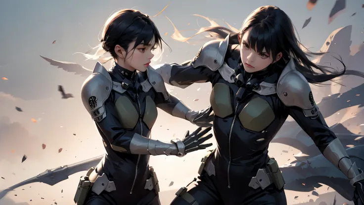 Black Hair、Shortcuts、Asian、Battle Suit、Simple Background