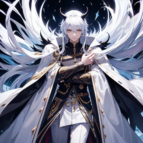 Human male, demon king, handsome, white eyes, robe,cold, cool, stylish high image quality