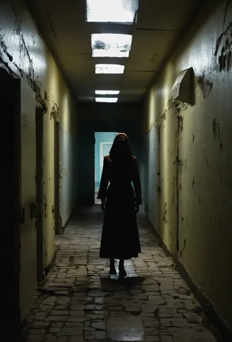 An angry woman and a shadow move silently through the maze-like corridors of an abandoned asylum, their footsteps echoing in the empty halls as they search for the truth behind the institutions dark secrets.,Isle of the Dolls, Mexico, Surrounding Fog Light...