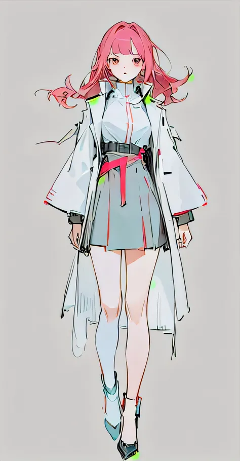 A painting of a woman wearing a black coat and a red-pink skirt, Girls&#39; Frontline style, from Girls&#39; Frontline, Anime Concept Art, Fine details. Girls&#39; Frontline, From Arknights, pretty Anime Character Design, Beautiful concept art, Anime full ...