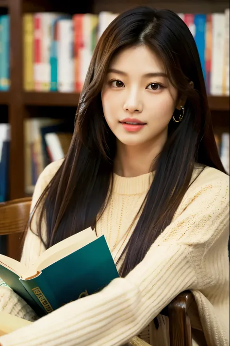 a close up of a woman sitting on a chair with a book, blackpink jennie, beautiful south korean woman, jossi of blackpink, jaeyeon nam, cute korean actress, bae suzy, gorgeous young korean woman, female actress from korea, beautiful young korean woman, jiny...