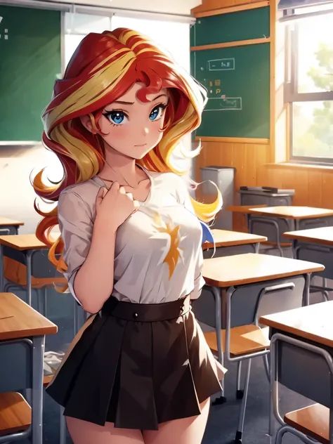 mlpshimmer, young girl, naked in a classroom