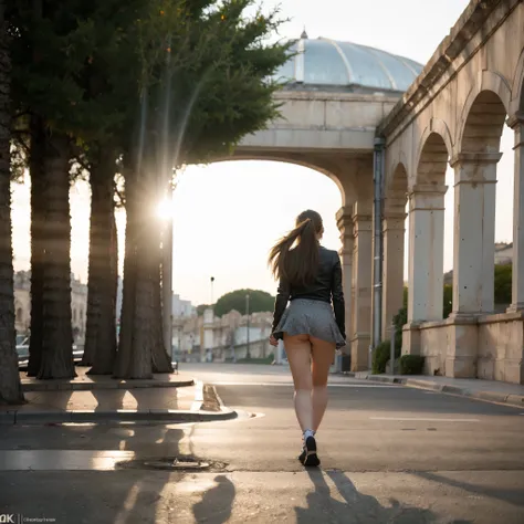 (YES NSFW), Girl wears a medium red skirt, windyupskirt, wind moves skirt showing her perfect ass. Visible buttocks, ((extreme detail)), (ultra-detailed), best quality, ultra high res, (8k, RAW photo, masterpiece, realistic, photorealistic:1.4), 8k uhd, ds...