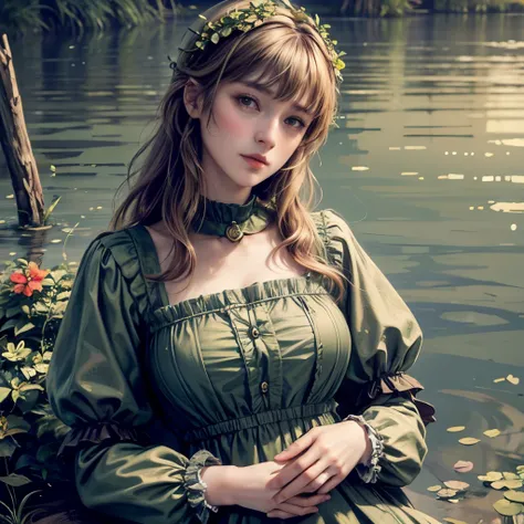 (Masterpiece 8K TopQuality:1.2) (Realistic-Style:1.37) of (((Ophelia BY John Everett Millais )))