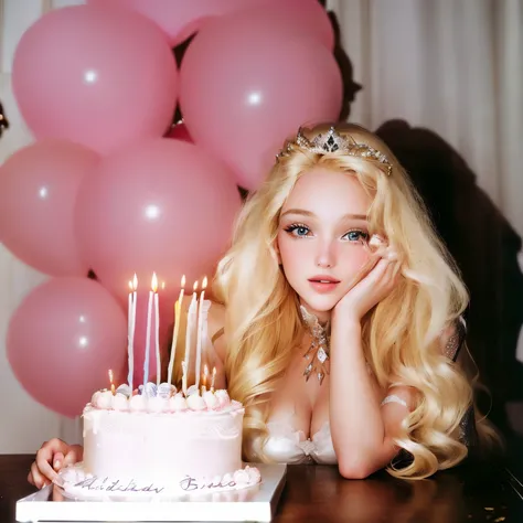 blond woman with a tiable and a birthday cake with candles, 1 6 years old, blonde - haired princess, holding a birthday cake, ellen von unwerth, 18 years old, lovely queen, 2 0 years old, beautiful queen, 20 years old, 21 years old, happy birthday, years o...