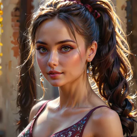 konstantin razumov's style, vladislav nagornov's drawing, wonderful girl, fantastic face, beautiful italian, beautiful appearanc...