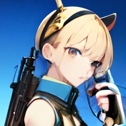 (an anime girl holding a gun) ; (Highly detailed face and weapon)