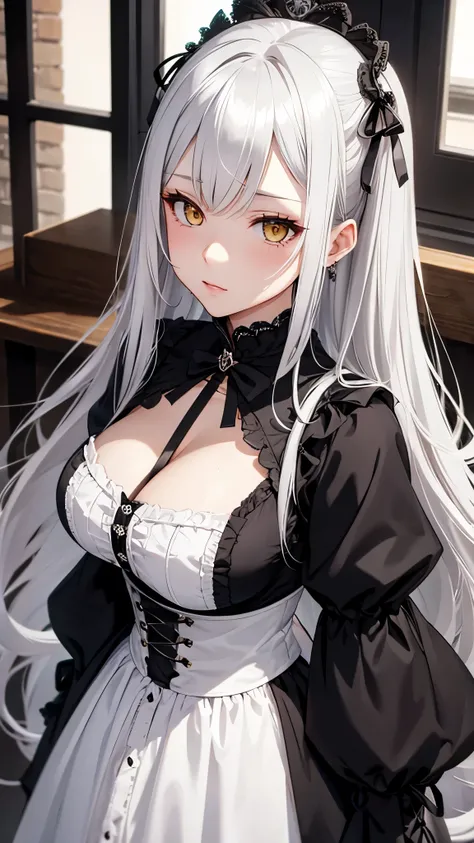 Silver Hair，Yellow Eyes、Big Breasts、145cm、Long Hair、Lolita、Girl