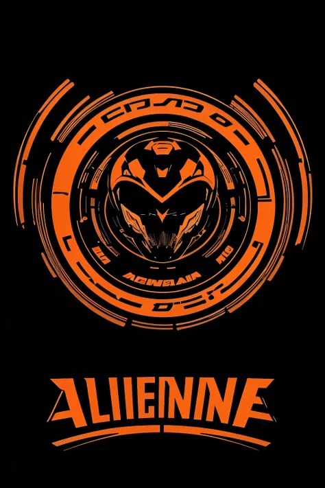 Creative logo design, kawasaki, logo com text about aliens, Alien line art logo, Orange and black color design