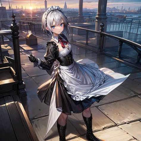 Illustration of one person, Dengeki Bunko, Woman Looking Back, Perfect Human Medicine, Woman keeps falling, {{{{{Maid clothes}}}}},,アニメ, two legs, Cool,{{{{{50 year old woman}}}}} ,{{{{{a person is depicted}}}}},(Official Art、{{{{{Upper Bodyアングル}}}}},Highe...