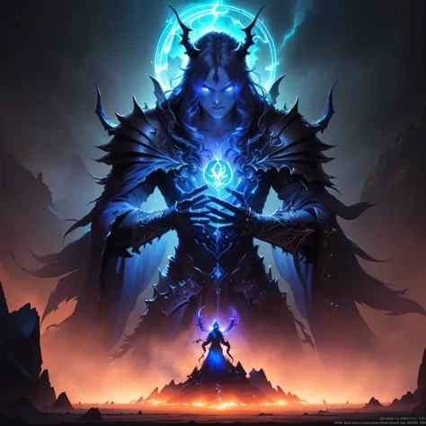 The image of a demonic monster with a glowing face and a glowing face, Epic anime artwork, Epic fantasy art style, Action RPG epic, Epic fantasy art style hd, Magical fantasy 2d concept art, 2. Fantasy anime 5d cgi artwork, Epic full-color illustration, Fi...