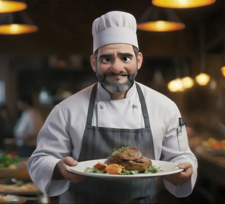 a chef holding a plate