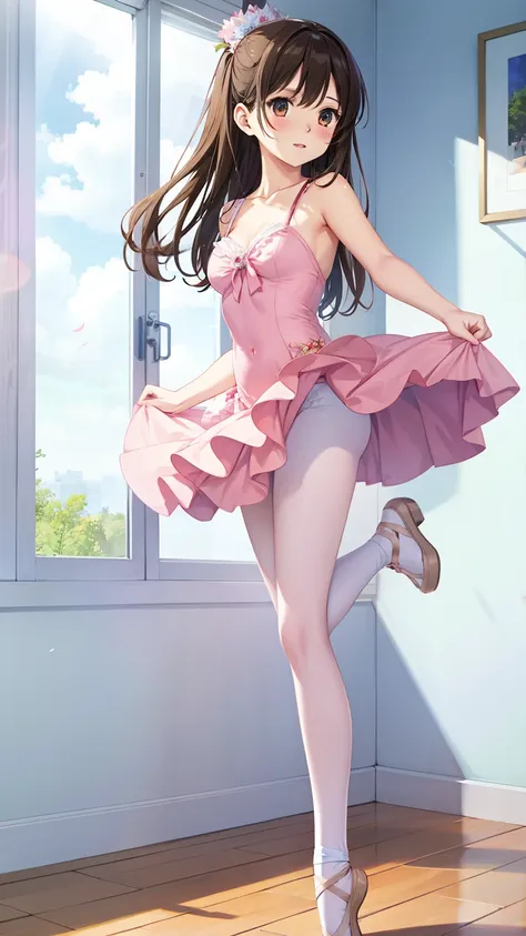 (masterpiece, best quality, absurdres, game cg, illustration, highly detailed), 1girl, solo, (mayu kuroe), standing, ballerina, ...