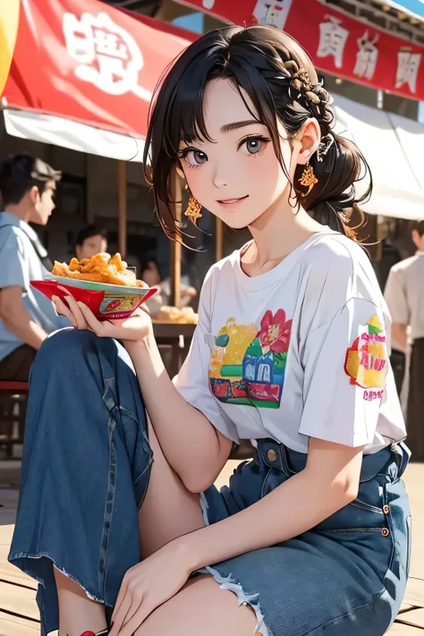 Highest quality、High resolution、Detailed Background、(Beautiful face in every detail:1.2)、Anatomically correct、(Detailed facial expressions)、(Detailed eyes)、Teenage beauty、Highly detailed face、cute hair color、Braided Ponytail、Braided bob cut、cute gesture、Fe...