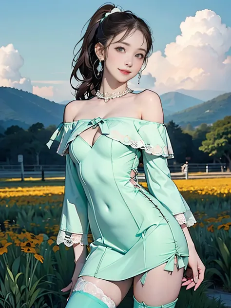 ((((Highest quality))))、(((Ultra-precision CG16K wallpaper)))、(((masterpiece)))、(((Super detailed)))、(((Extreme detail)))、((１Mature 29 year old woman:1.6))、((Very beautiful Japan face of a person))、((Urizane Face:1.8))、((Soft wavy ponytail medium hair:1.6)...