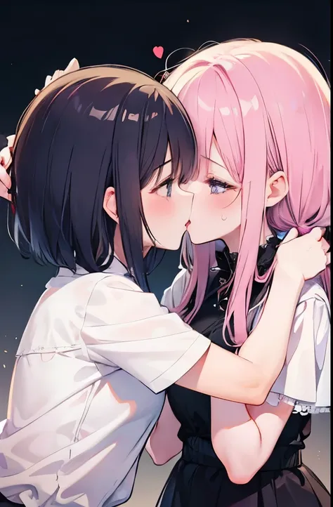 Two girls kissing each other