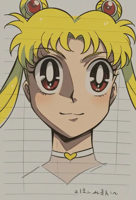 drawing of a girl with blonde hair and two red eyes, inspired by Naoko Takeuchi, in the art style of 80s anime, an anime drawing, portrait knights of the zodiac girl, inspired por Sailor Moon, Yami Kawaii, portrait of a female anime heroine, anime shading,...