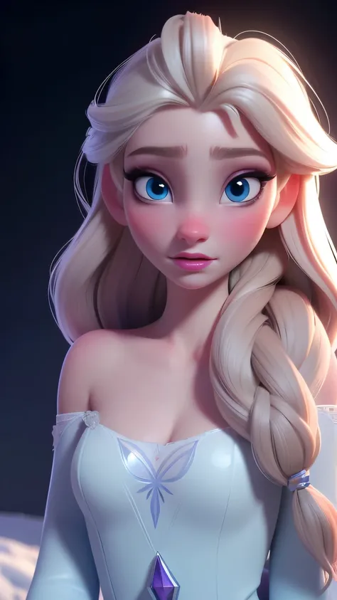 elsa, (perky breasts), (((small breasts))), smirk:1.2, beautiful blue eyes, (perfect iris’s), depth of colour to her eyes, blond...