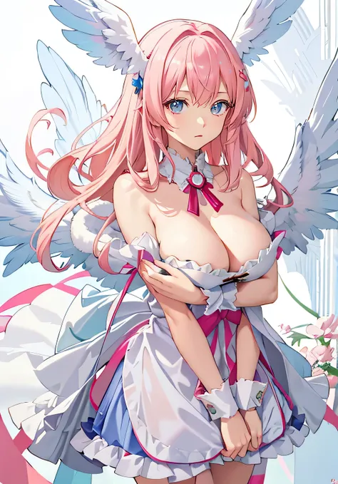 Anime Angel Girl con pecho grande y Large Breasts, tits, super Wide Angel, Highly rated on Pixiv, Large Breasts!, Fluffy breasts, Large Breasts!!, Wide Angel, Sex with covered breasts, Angel wings growing on his back, Sakura Kinomoto, con unos Large Breast...