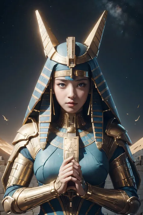 ((Highest quality、8K、masterpiece:1.3))、Photorealistic, Sharp focus, high resolution, High resolution, Portraiture, one person, woman, beautiful woman, sexly、Egyptian woman warrior walking in ancient egypt、Complex technology, Pyramids and ancient Egyptian c...