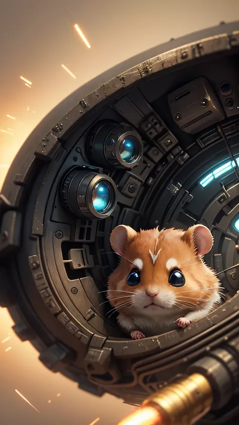 Cute hamster、(cyborg:1.1)、([Tailed|Detail Wire]:1.3)、(Intricate details)、Hmph、(Hyper Detail:1.2)、Cinema Lenses、Halo Shadow、central、Ghibli style background