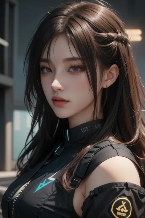 ((best quality)), ((masterpiece)), (details:1.4), 3d, image of a beautiful cyberpunk woman., hdr (high dynamic range), long hair...