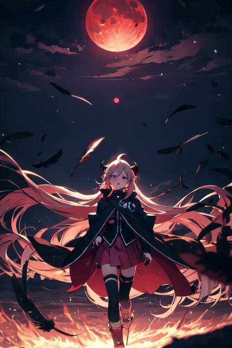 oia　vocaloid　background（bright red sky、the red moon is out）
atmosphere（demon king、overwhelming presence、emphasize、despair）
expre...